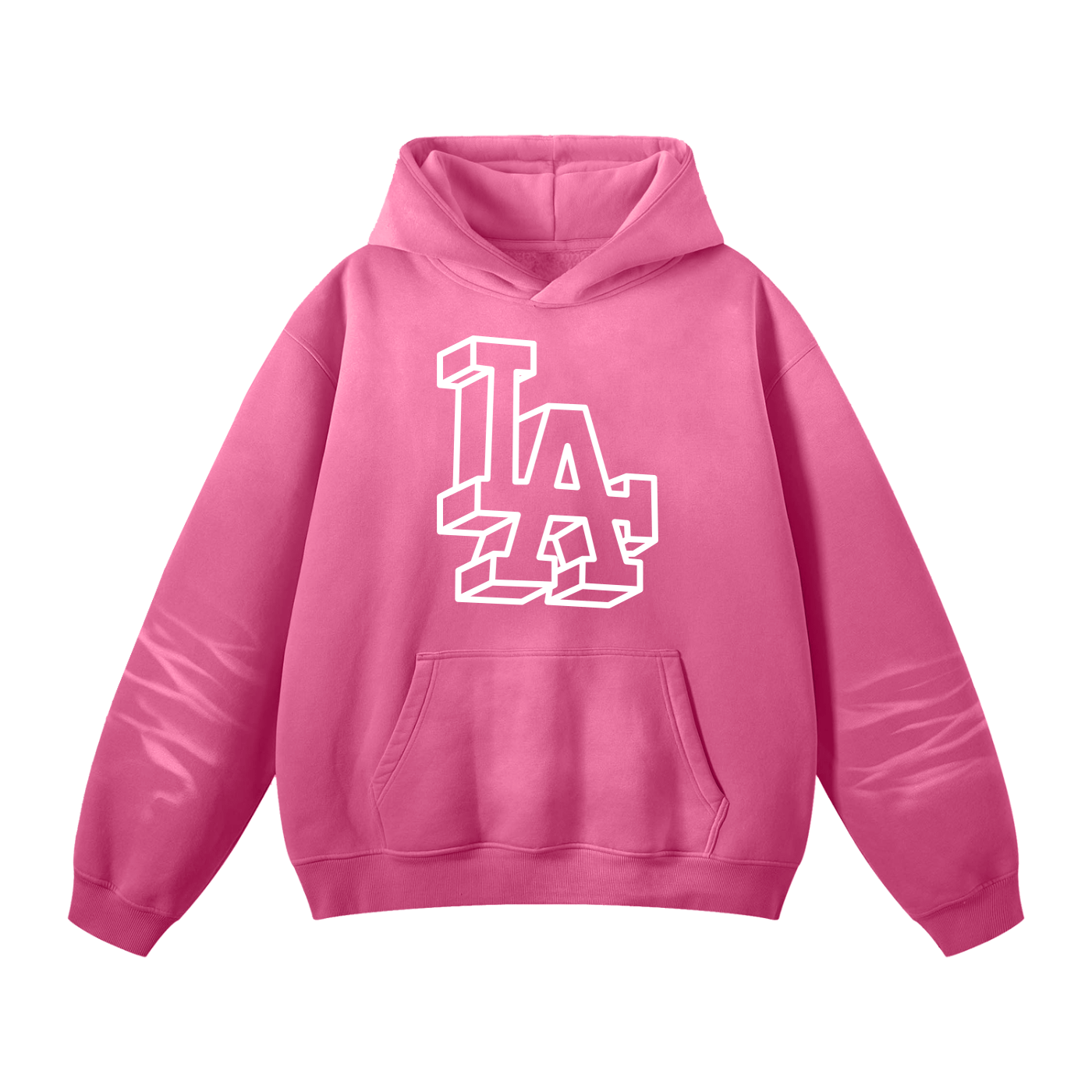Rose Pink Sunfade Fleeced LA Hoodie Front