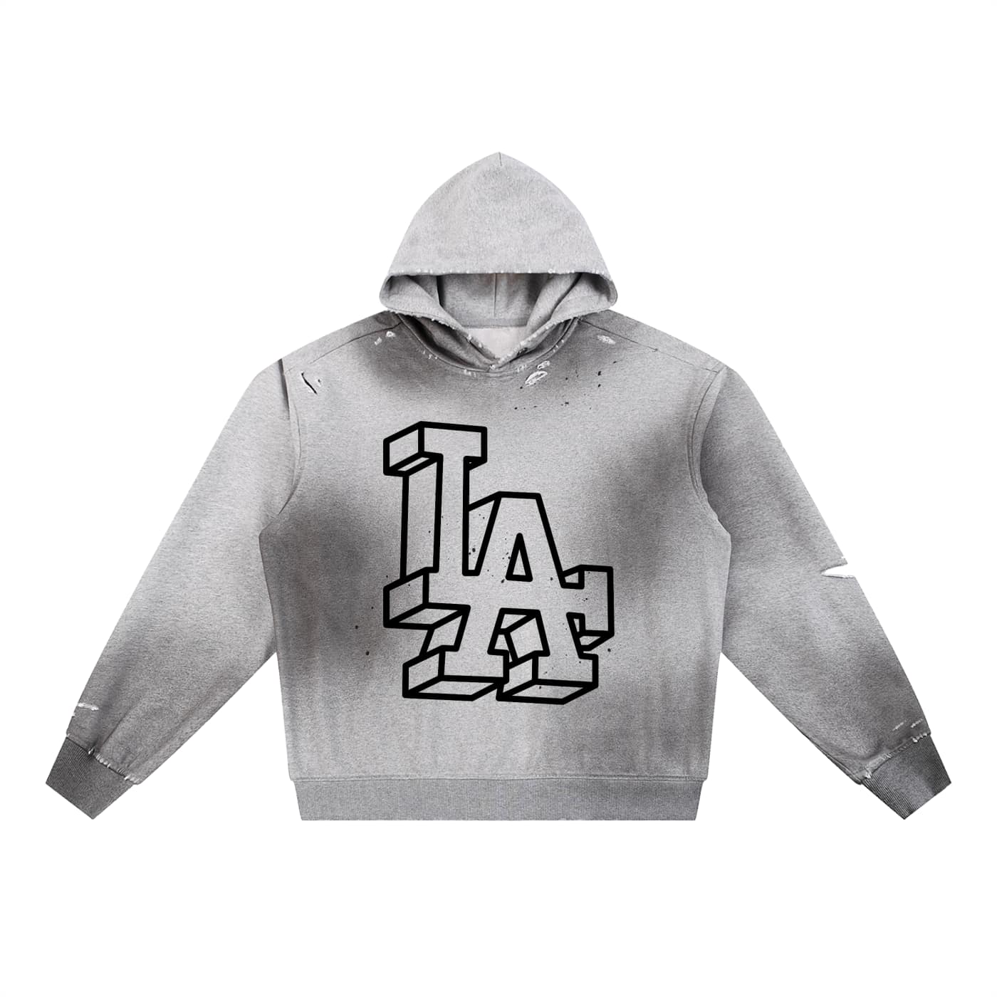Sun Fade Frayed LA Fleece Hoodie Front
