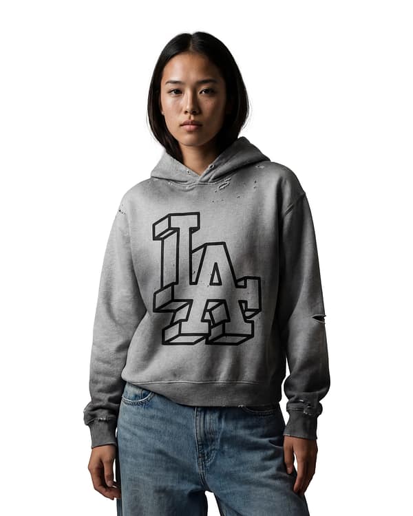 Sun Fade Frayed LA Fleece Hoodie 1