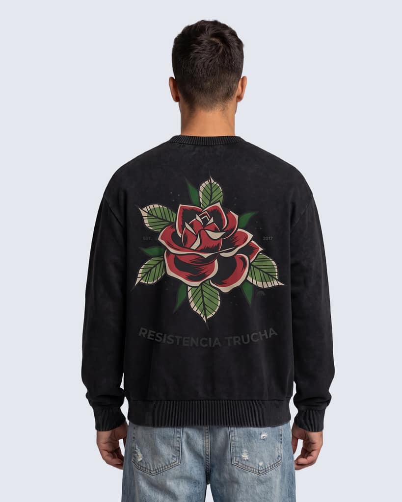 FERN + FIN RESISTENCIA TRUCHA mineral wash oversized sweater black - back - Nico2